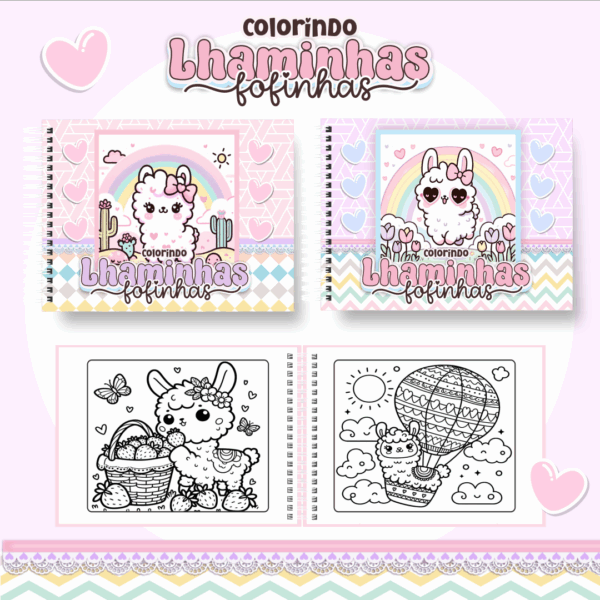 Livro de colorir tema Lhaminhas Fofinhas
