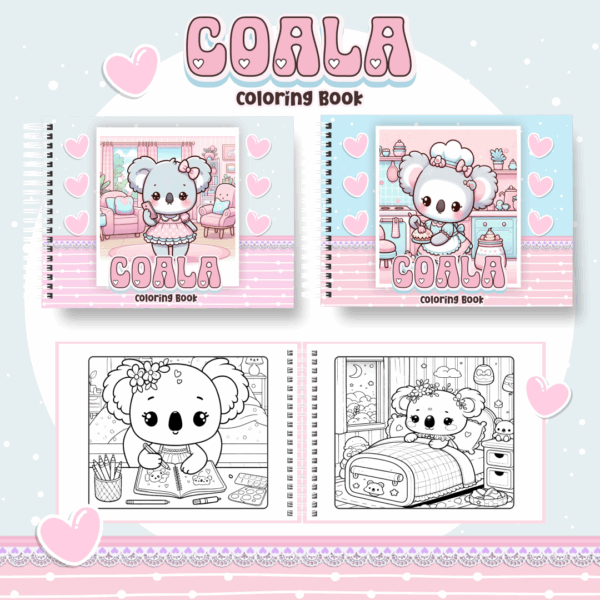 Livro de colorir tema Coala Kawaii