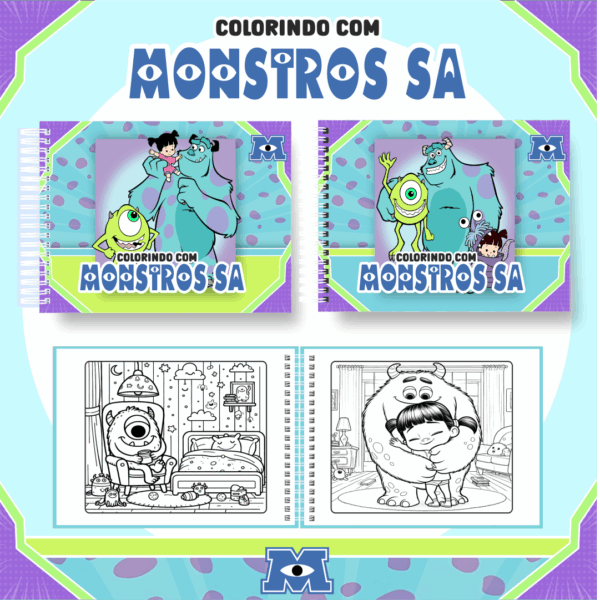 Livro de colorir tema Monstros SA