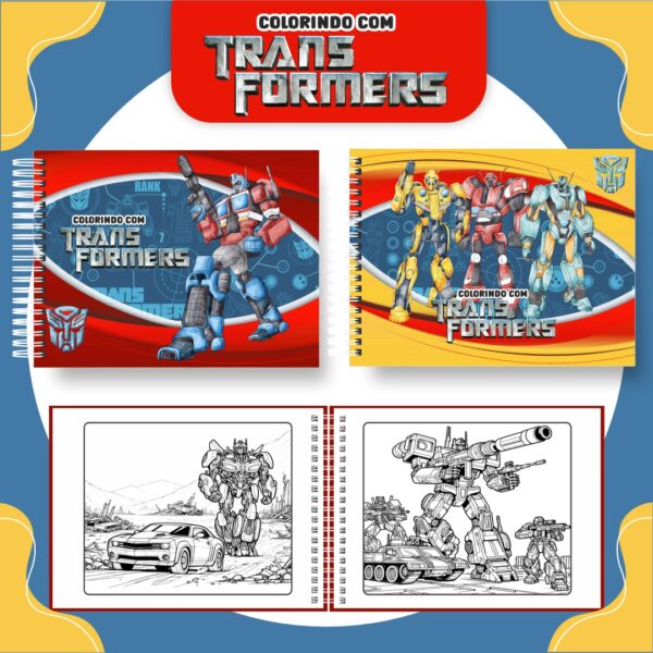 Livro de colorir tema Transformers