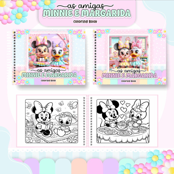 Livro de colorir tema Minnie e Margarida