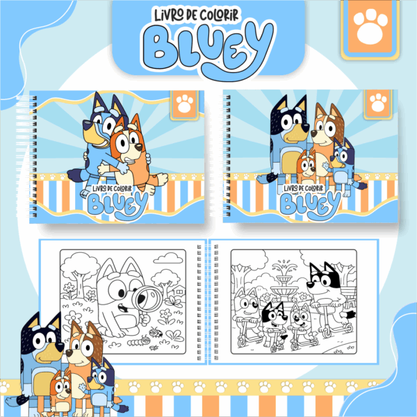 Livro de colorir tema Bluey