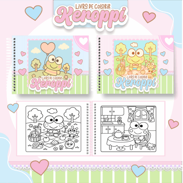 Livro de colorir tema Keroppi