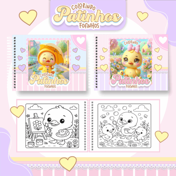 Livro de colorir tema Patinhos Fofinhos