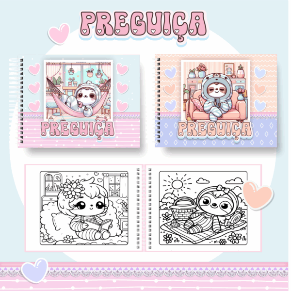 Livro de colorir tema Preguiça