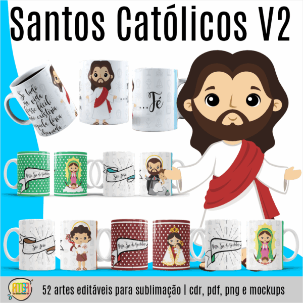 ESTAMPAS SANTOS CATÓLICOS V2 CANECAS